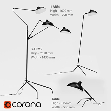 Mouille Floor, Table. 1, 3 arms.