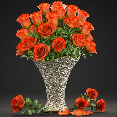 Eternal Elegance: Rose Bouquet in Glass Vase 3D model image 1 