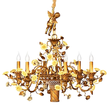 Elegant F&L Bronze Crystal Chandelier 3D model image 1 