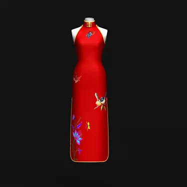 Elegant Cheongsam Dress 3D model image 1 