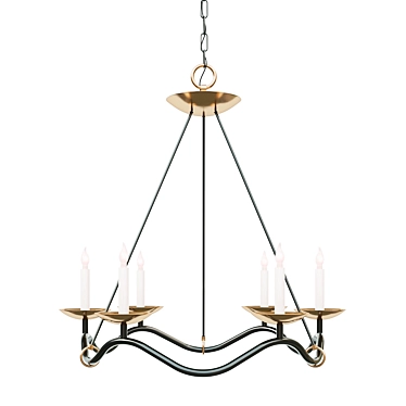 Visual Comfort Choros Chandelier: Aged Iron & Antique Brass 3D model image 1 