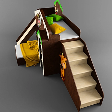 Title: Cartoon-themed Children's Bed 3D model image 1 
