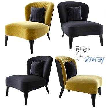 Luxury Aston Armchair 3D model image 1 