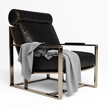 Sleek Leather Armchair 3D model image 1 