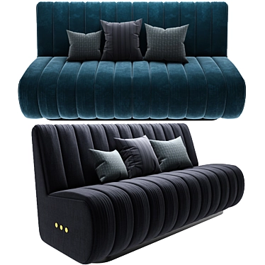 Mid-Century Sophia Velvet Two-Seater Sofa 3D model image 1 