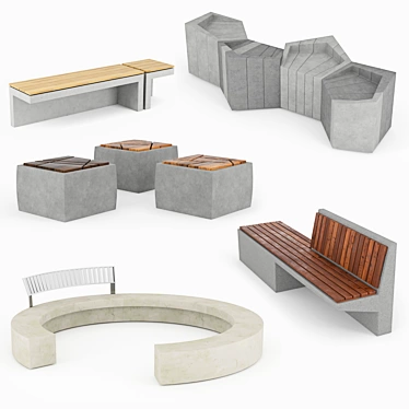 Modern Urban Furniture Set 3D model image 1 
