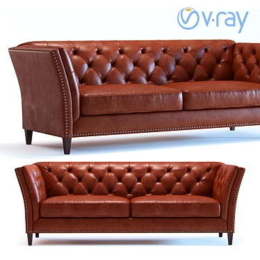 Luxury Leather Tufted Sofa 3D model image 1 