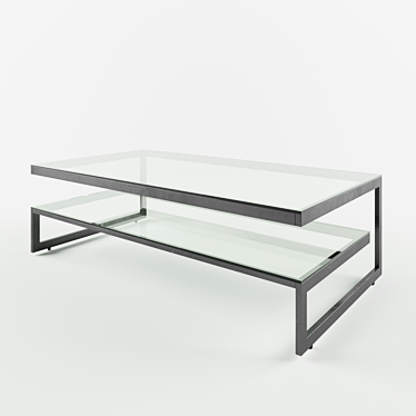 Bronze Metal and Transparent Glass Coffee Table 3D model image 1 