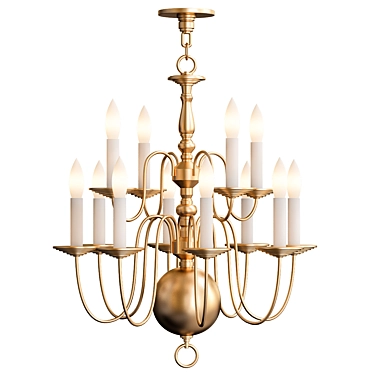 Elegant Dutch Brass Chandelier 3D model image 1 