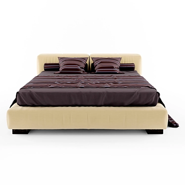 Sleek Twills Bed: Elegance Redefined 3D model image 1 