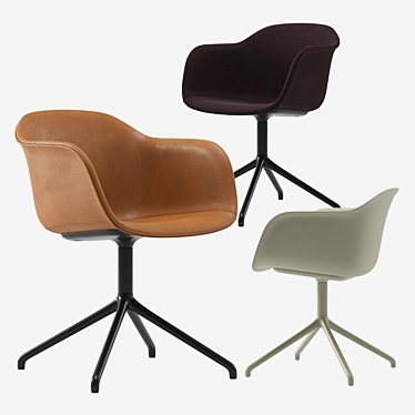 Muuto Fiber Armchair: Swivel Base 3D model image 1 