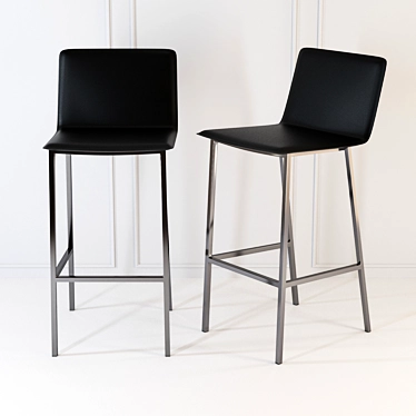 Sleek Carbon Leather Bar Stools 3D model image 1 