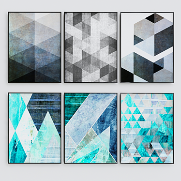 Geometric Navy Wall Art 3D model image 1 