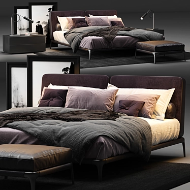 Poliform Park Uno Bed: Elegant and Functional Sleeping Solution 3D model image 1 