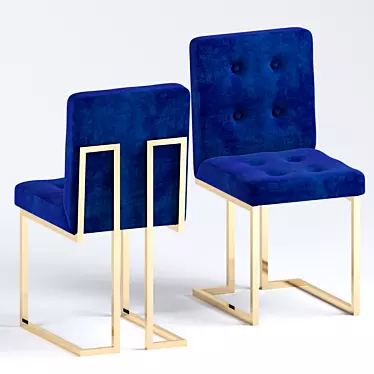 Luxury Navy Velvet Dining Chair 3D model image 1 