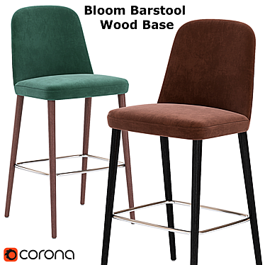 Colorful Bloom Wooden Barstool 3D model image 1 