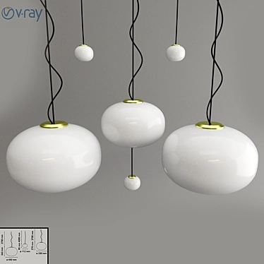 Glo-Ball Suspension 2 - Unique Minimalist Lighting 3D model image 1 