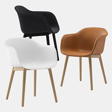 Muuto Fiber Armchair: Natural White Oak 3D model image 1 