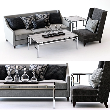 Bernhardt Palisades Sofa Set: Sofa and Chair 3D model image 1 