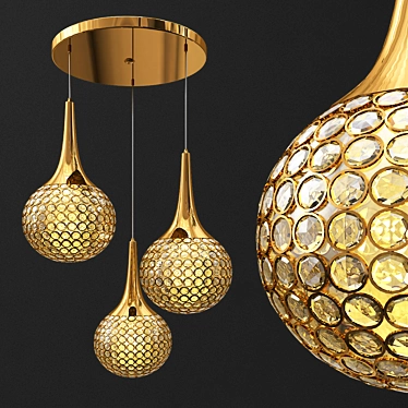 Golden Crystal Pendant Lights 3D model image 1 