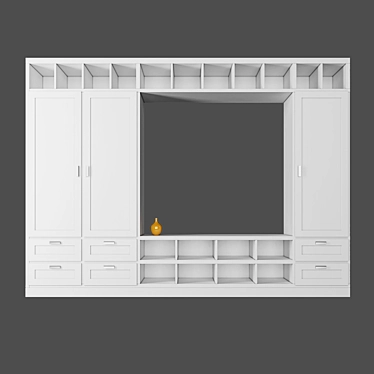 Sleek 3-Door Wardrobe 3D model image 1 
