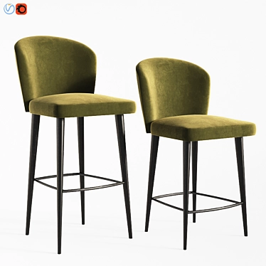 Elegant Aston Velvet Stool 3D model image 1 