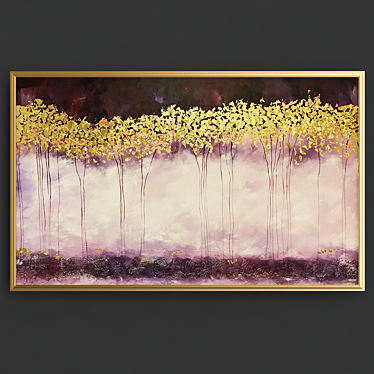 Golden Aura: Modern Abstract Painting 3D model image 1 