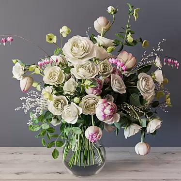 Elegant White Rose Bouquet 3D model image 1 