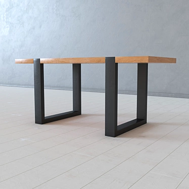 Industrial Loft Metal and Wood Table 3D model image 1 