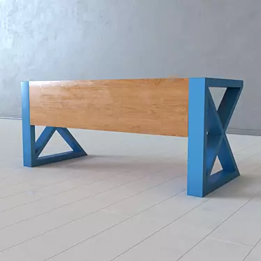 Title: Industrial Loft Metal and Wood Table 3D model image 1 