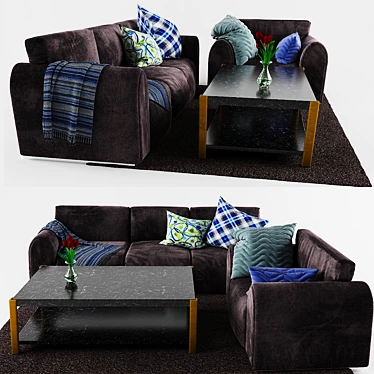 ZEUS Sofa: Stylish Furninova, Chair & Coffee Table Bundle 3D model image 1 