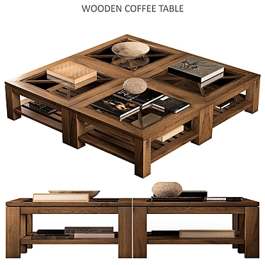 Elegant Vintage Wood Coffee Table 3D model image 1 