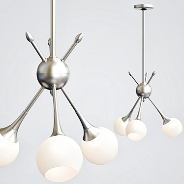 Mid-Century Modern 3-Light Nickel Chandelier 3D model image 1 