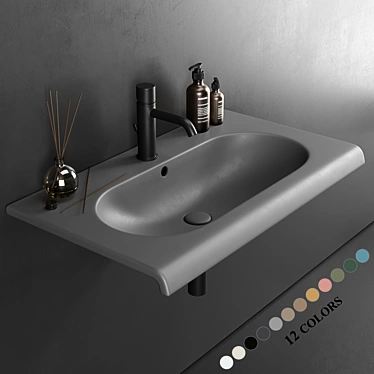 Cielo Fluid Wall-Mounted Washbasin 3D model image 1 