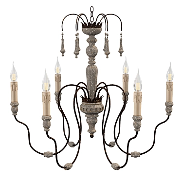 Elegant Ricarda Iron & Hardwood Chandelier 3D model image 1 