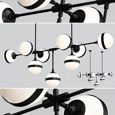 Peggy Futura Hanging Lamps: Sleek Metal and Milk Glass 3D model image 1 
