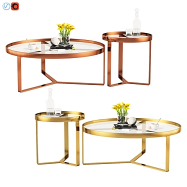 Aula Brass & Glass Coffee/Side Table 3D model image 1 