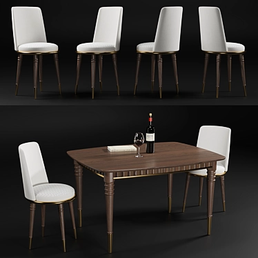 Modern Ginepro Table & Chair 3D model image 1 