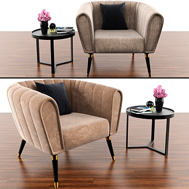 Luxe Oreas Arm Chair & Aula Coffee Table 3D model image 1 