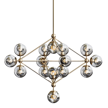 Modo 15-Globe Chandelier: Brass Elegance 3D model image 1 