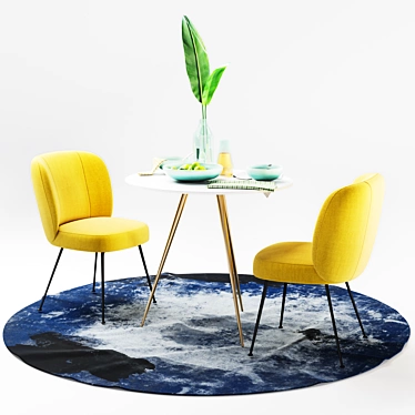 Modern Dining Set: Greer Chairs, Wren Table 3D model image 1 