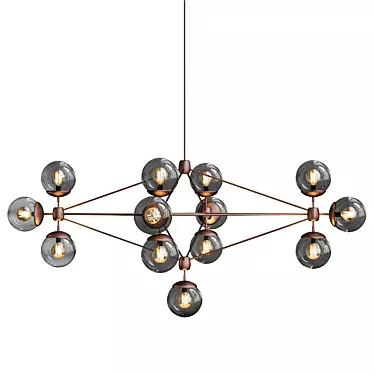 Elegant Bronze Diamond Chandelier 3D model image 1 