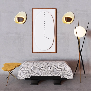Elegant Set by Salvagni: Table, Bench & Lamp 3D model image 1 