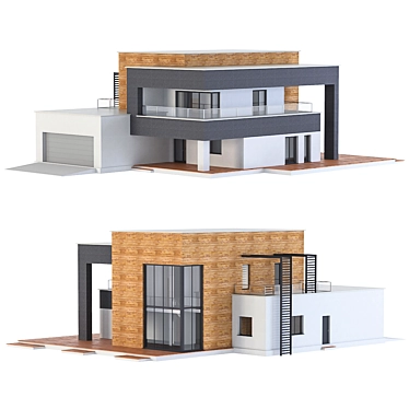 Contemporary Villa with Coronia and V-ray Materials 3D model image 1 