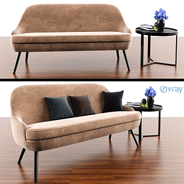Modern 3-Piece Sofa Set with Coffee Table 3D model image 1 
