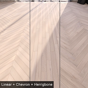 Italian Oak Parquet: Linear, Chevron & Herringbone Designs 3D model image 1 