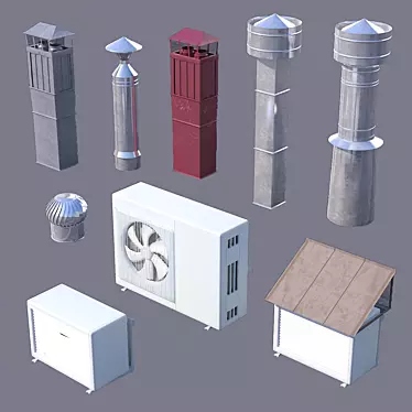 Low Poly Roofing Set 3D model image 1 