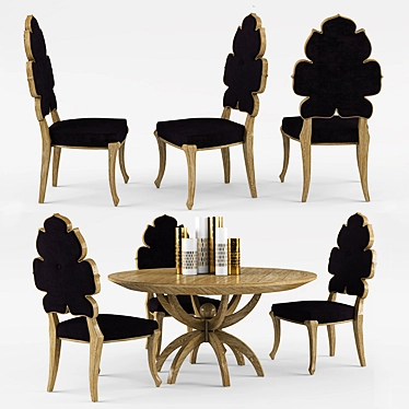 Modern Global Views Set: Klismos Table, Wiggle Dining Chair, Bracelet Vases 3D model image 1 