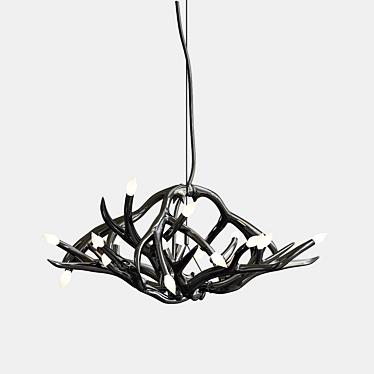 12 Antler Black Chandelier - Roll & Hill 3D model image 1 