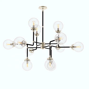 Modern Bistro Chandelier in Polished Nickel 3D model image 1 